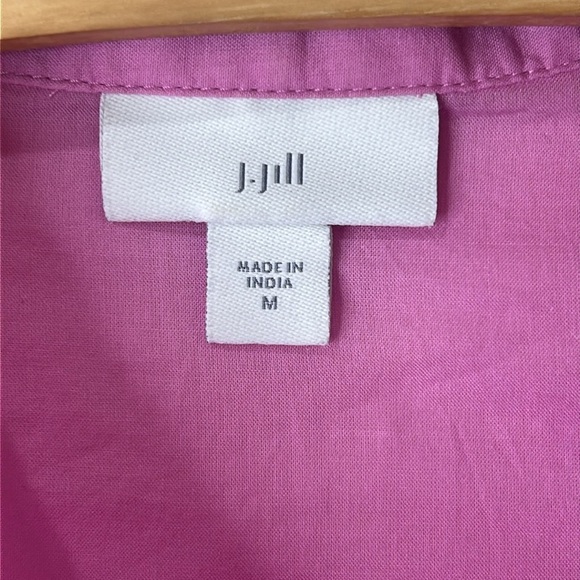 J. Jill Embroidered Button-Front Tunic Top Pink Long Sleeve Lightweight Medium - Picture 8 of 16